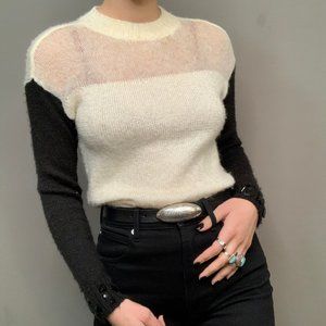 GUESS Black and Cream Mohair Sweater